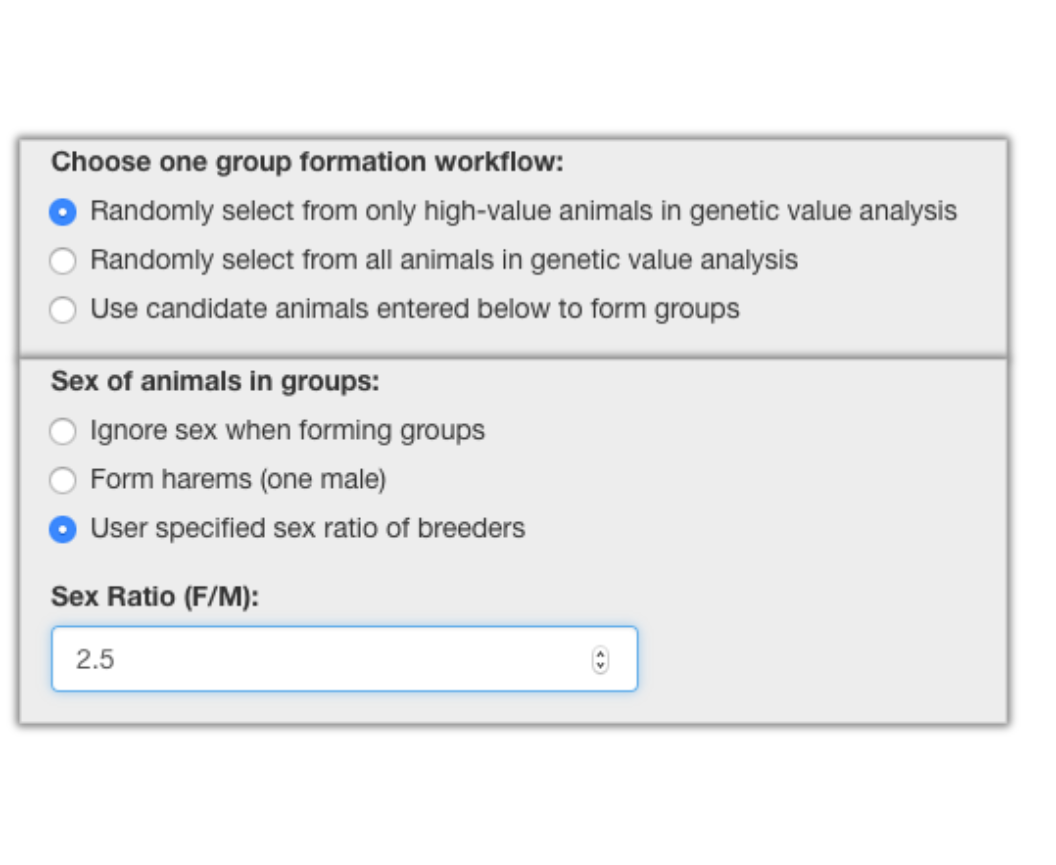 breeding group sex ratio specification